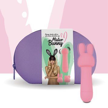 Мини-вибратор FeelzToys Mister Bunny Pink с двумя насадками 1358501942 фото