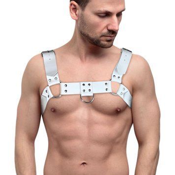 Мужская портупея на грудь из натуральной кожи Feral Feelings - Bulldog Harness White 2095561489 фото
