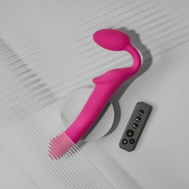 Безремневой страпон с вибрацией Strap-On-Me Vibrating Fuchsia XL, диам. 4,7см, пульт ДУ, регулируемый 2686454378 фото