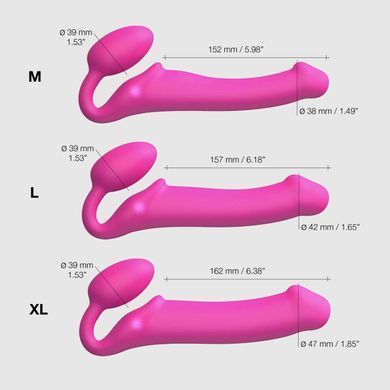 Безремневой страпон с вибрацией Strap-On-Me Vibrating Fuchsia XL, диам. 4,7см, пульт ДУ, регулируемый 2686454378 фото