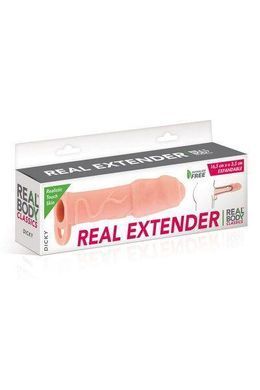 Насадка на член Real Body - Real Extender DICKY с закрытой головкой и кольцом для мошонки 1259279686 фото
