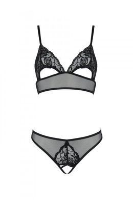 Комплект Passion Кріста Set black S/M: браллет з ажурним ліфом і відкритими трусиками Feromon 1586661372 фото