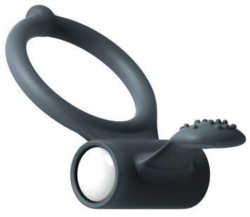 Ерекционное кольцо Dorcel Power Clit Black V2 з вібрацією, з язичком і щіточкою Feromon 1259134455 фото