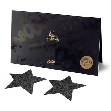 Пэстис - стикини Bijoux Indiscrets - Flash Star Black, наклейки на соски 1259137168 фото