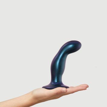 Дилдо Strap-On-Me DILDO PLUG SNAKY METALLIC BLUE, размер M, диаметр 4 см, вводимая длина 15,3 см 1707128688 фото