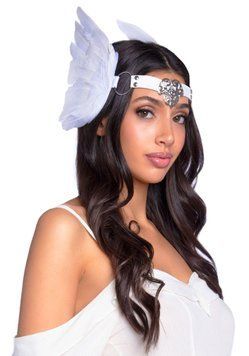Повязка на голову с крыльями Leg Avenue Feather headband White, перья и натуральная кожа 1859546733 фото