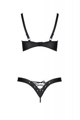 Комплект з екошкіри CELINE BIKINI 6XL/7XL &mdash; Passion: відкритий бра зі стрічками, стрінги зі шнурівкою Feromon 1734158737 фото