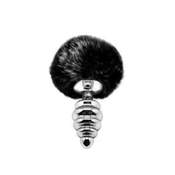 Металевий анальний корок Крихітний хвостик Alive Fluffly Twist Plug M Black 1670995853 фото