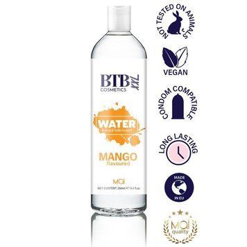Мастило на водній основі BTB FLAVORED MANGO з ароматом манго (250 мл) 1686156603 фото