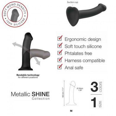 Насадка для страпона Strap-On-Me Mono Density Dildo Blue M, диам. 3,3см, однослойный силикон, гибкий 1259138479 фото