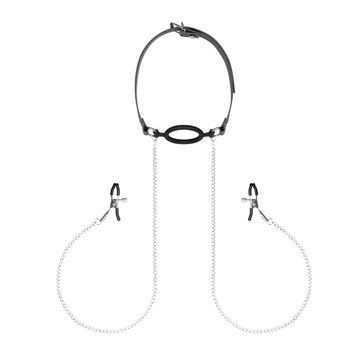 Зажимы с кляпом для сосков Bedroom Fantasies: Nipple Clamps & Silicone Gag Ring 2037916912 фото