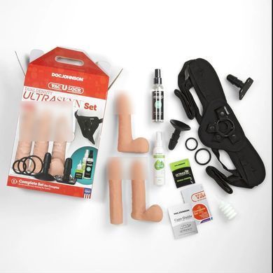 Набор для страпона Doc Johnson Vac-U-Lock Dual Density UltraSKYN Set, диаметр 3&times;4,5см 1259135743 фото
