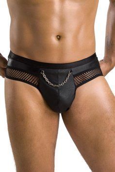 Чоловіча еротична білизна шкіряні відкриті трусики 030 SLIP OPEN TOM Чорний L/XL - Passion Feromon 1800066730 фото