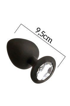 Анальная пробка с кристаллом MAI Attraction Toys №49 Black, длина 9,5см, диаметр 4см Feromon 1411640102 фото