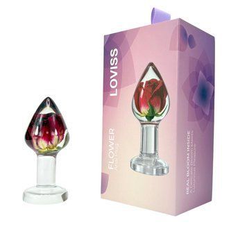 Роскошная анальная пробка Loviss Rose Anal Plug с настоящей розой внутри 3040676732 фото