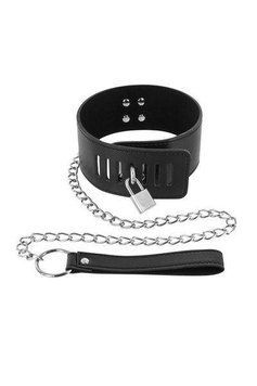 Ошейник с замком и с поводком Fetish Tentation Padlock and Leash 1259279699 фото