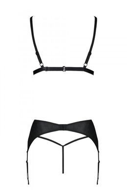 Комплект из эко-кожи Passion MILEY SET S/M, black, трусики, бюстгальтер, пояс для чулок 1586661384 фото