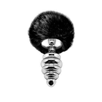 Металева анальна пробка Крихітний хвостик Alive Fluffly Twist Plug L Black 1670995861 фото