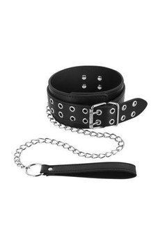 Ошейник широкий с поводком Fetish Tentation Eyalets and Leash 1259279700 фото