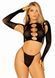 Комплект бесшовного белья Leg Avenue Long sleeve crop top & string Black, One Size, топ, стринги 2059567407 фото 5