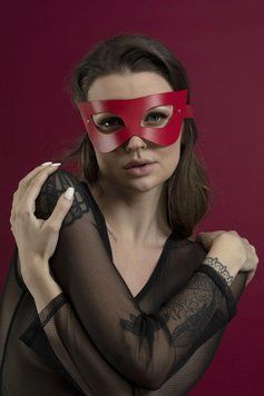 Маска на лицо Feral Feelings - Mistery Mask натуральная кожа, красная 1259127433 фото