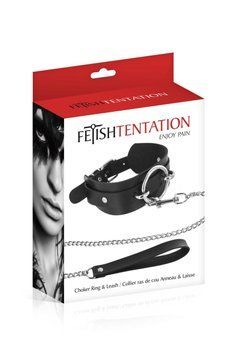 Нашийник з великим кільцем та з повідцем Fetish Tentation Ring and Leash Feromon 1259279701 фото
