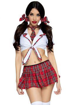 Костюм школьницы Leg Avenue Miss Prep School M/L, топ, юбка, галстук, бантики 1859546644 фото