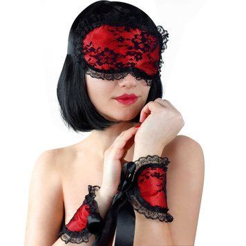 Мереживна маска на очі з наручниками Mask and Handcuffs Feromon 1538389574 фото