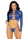 Комплект Leg Avenue Long sleeve crop top & string Royal Blue One Size, топ, стринги 2059567408 фото 1
