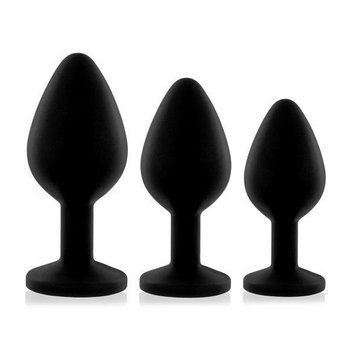 Набор силиконовых анальных пробок с кристаллом Rianne S: Booty Plug Set Black (мятая упаковка!!!) 2831313073 фото