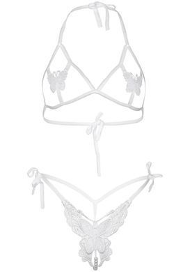 Эротический комплект с открытой чашкой Leg Avenue Open cup bra and pearl panty One Size White 2059567461 фото