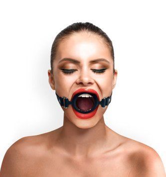 Капелюх силіконове кільце натуральна шкіра, Gag Ring внутрішній діаметр кільця 40 мм, Чорний 1706330727 фото