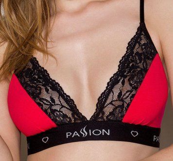 Эластичный топ с кружевом Passion PS001 TOP S, red-black 1351495949 фото