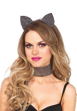 Набор кошечки со стразами Leg Avenue Cat ear headband & choker set, широкий чокер и ушки 1859546672 фото