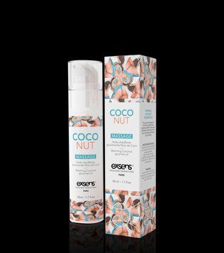 Массажное масло EXSENS Coconut 50мл разогревающее, без сахара, без парабенов, съедобное 1259127292 фото
