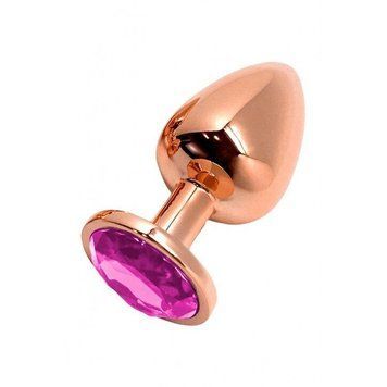 Металлическая анальная пробка Wooomy Tralalo Rose Gold Metal Plug Magenta L, диаметр 4 см, длина 9 с 1781709953 фото