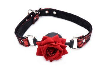 Кляп с розой Master Series: Eye-Catching Ball Gag With Rose, черно-красный 2035682475 фото