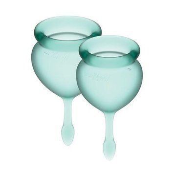 Набір менструальних чаш Satisfyer Feel Good (dark green), 15мл та 20мл, мішечок для зберігання Feromon 1259138527 фото