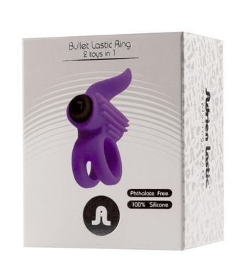 Эрекционное виброкольцо Adrien Lastic Bullet Lastic Ring с язычком и щеточкой для стимуляции клитора 1259134608 фото