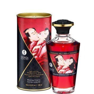 Олія Shunga Aphrodisiac Warming Oil - Blazing Cherry (100 мл) без цукру, смачний ( SO2493 ) Feromon 1259137195 фото