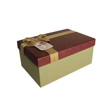 Подарункова коробка з бантом бордово-золота, L &mdash; 29,5&times;22,5&times;13 см 2042327746 фото