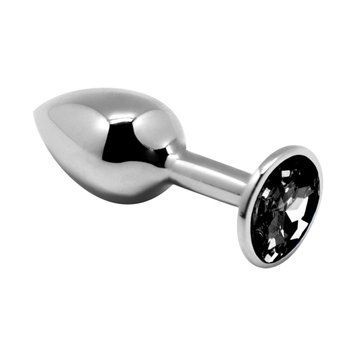 Металлическая анальная пробка с кристаллом Alive Mini Metal Butt Plug Black L 1628000190 фото