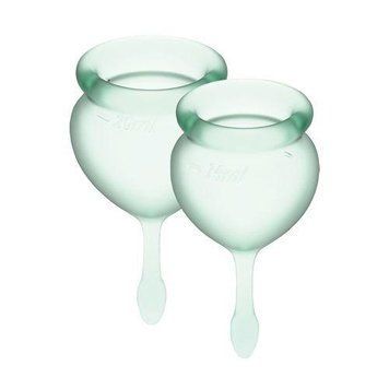 Набір менструальних чаш Satisfyer Feel Good (light green), 15мл та 20мл, мішечок для зберігання Feromon 1259138529 фото