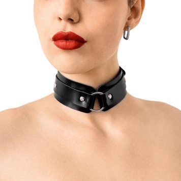 БДСМ нашийник із кільцем Art of Sex - Martina Collar with ring натуральна шкіра чорний Універсальний (SX0517) 2253433627 фото
