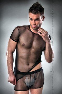 Комплект білизни Passion 017 SET black XXL/XXXL, повністю прозора футболочка та такі ж шортики Feromon 1259123213 фото