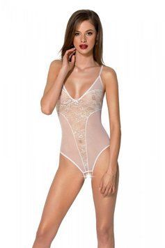 Боді Passion Ursula Body white XXL/XXXL, з ажурним декором і відкритим кроком Feromon 1586661447 фото
