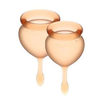 Набір менструальних чаш Satisfyer Feel Good (orange), 15мл та 20мл, мішечок для зберігання Feromon 1259138531 фото