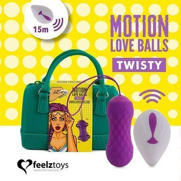 Вагінальні кульки з масажем та вібрацією FeelzToys Motion Love Balls Twisty з пультом ДК, 7 режимів Фіолетовий ( SO3853 ) 1303583947 фото