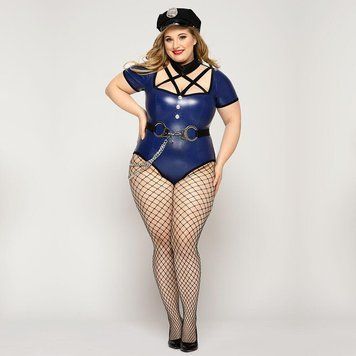 Эротический костюм полицейской JSY &laquo;Шаловливая Кетт&raquo; Plus Size, blue, боди, головной убор полицейско 1918604651 фото