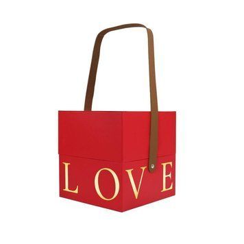 Подарункова коробка з ручкою LOVE червона, S - 16,5х16,5х17 см Feromon 1530900704 фото